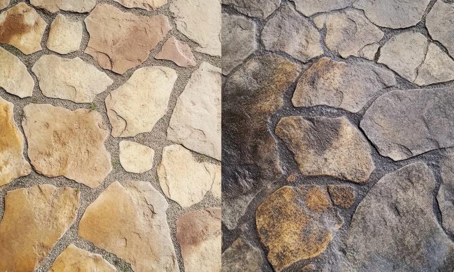 Steinreinigung vorher/nachher